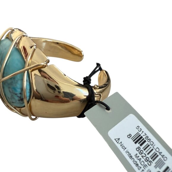 NWT Robert Lee Morris Soho Turquoise Stone Cuff Bracelet Gold Tone Wire - Picture 11 of 12